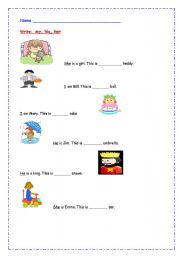 English Worksheet: Complete with my, your, his, her