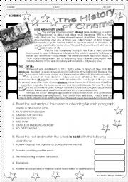 English Worksheet: The History of Cinema