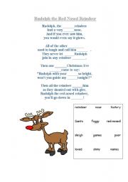 English Worksheet: Rudolph the Red-Nosed Reendeer