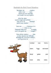 English worksheet: Rudolph the Red-Nosed Reendeer