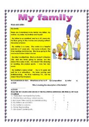 English Worksheet: My family!