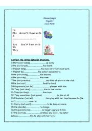 English worksheet: lazy Harry