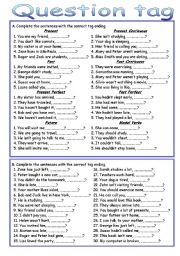 English Worksheet: Question Tag