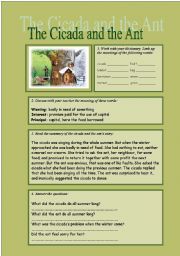 English Worksheet: The Cicada and the Ant