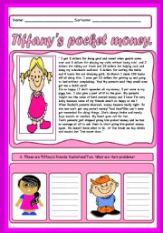 English Worksheet: Tiffanys pocket money