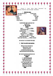 English Worksheet: Song : Could I have this kiss forever by Whitney Houston and Enrique Iglesias