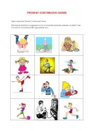English Worksheet: Present Continuous Cards