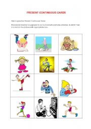 English worksheet: Present Continuous Cards