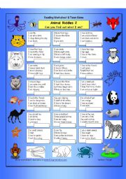 English Worksheet: Animal Riddles 2 (Medium)