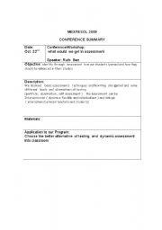 English Worksheet: summary
