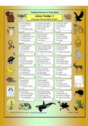 English Worksheet: Animal Riddles 3 (Hard)