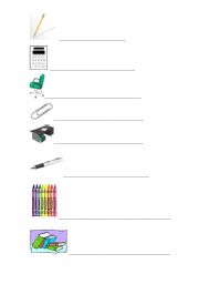 English worksheet: Classroom objects