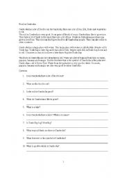 English Worksheet: Food in Cambodia