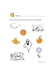 English worksheet: letter g sounds