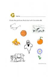 English Worksheet: letter g sounds