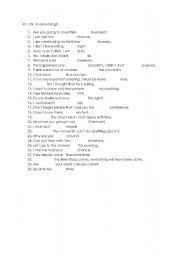 English Worksheet: AT, ON, IN or nothing