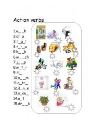 English Worksheet: action verb and collocation