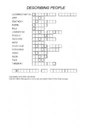 English Worksheet: Describing People- Puzzle