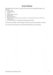 English worksheet: sports training plan