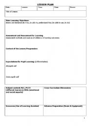 English worksheet: Lesson Plan Template