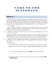 English Worksheet: Lamb to the slaughter, Roald Dahl - worksheet