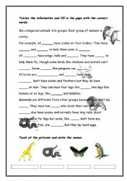 English worksheet: Animals world