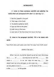 English worksheet: /u/ and /u:/ sounds