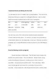 English Worksheet: Transitional Words