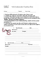 English worksheet: Reading log using think alouds