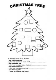English Worksheet: Christmas-shapes-numbers-colours