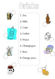 English worksheet: Drinks
