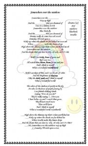 English Worksheet: Somewhere over the rainbow