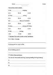 English Worksheet: Present Continuous