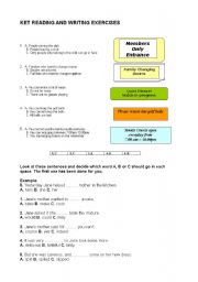 English worksheet: ket reading and writing exercises