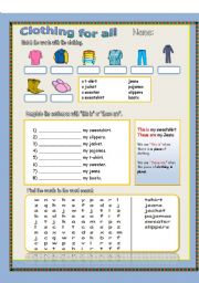 English Worksheet: clothing worksheet