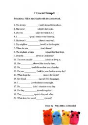 English worksheet: Simple verb