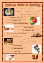 English Worksheet: Food and Drinks in English Proverbs