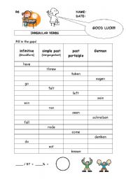 English Worksheet: irregular verbs TEST