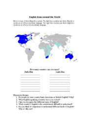 English Worksheet: English around the World