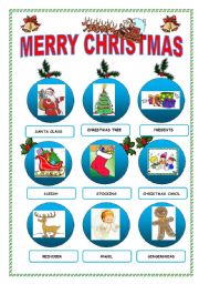 English Worksheet: CHRISTMAS FLASHCARDS