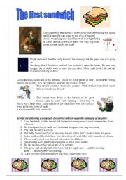 English Worksheet: The first sandwich 