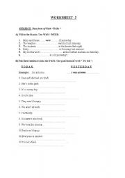 English worksheet: was were