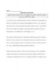 Past Perfect Verb Tense Worksheet with Key