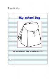 English Worksheet: My school bag