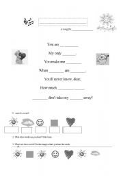 English worksheet: You are my sunshine