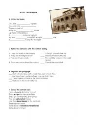 English Worksheet: HOTEL CALIFORNIA