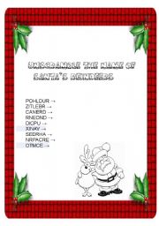 English worksheet: Santas reindeers