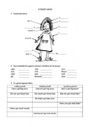 English Worksheet: body parts, have got