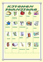 English Worksheet: KITCHEN FURNITURE PICTURE DICTIONARY