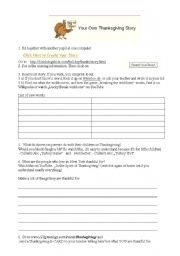 English Worksheet: Thanksgiving, guided internet activity